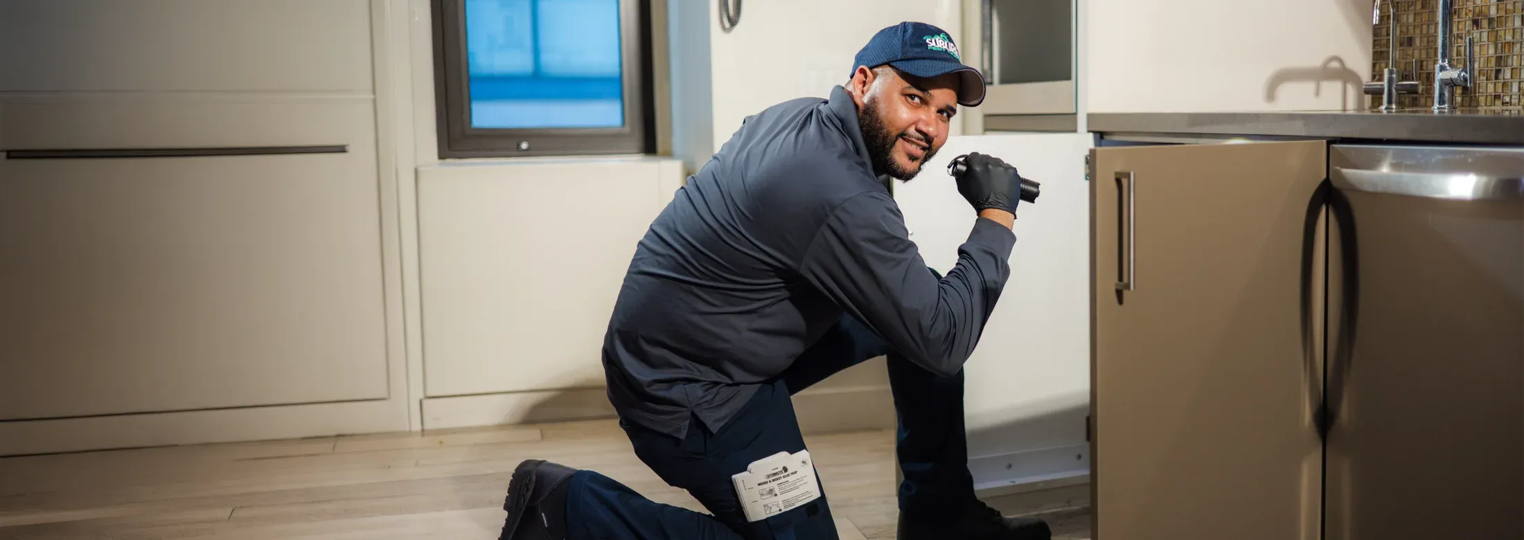 technician inspecting kitchen